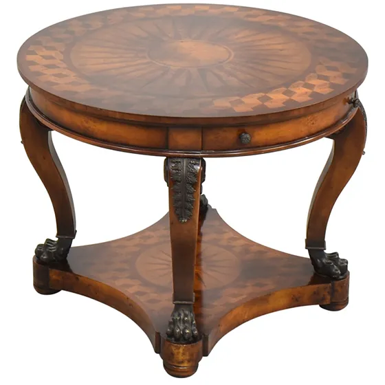 Wooden Round Table by Theodore Alexander